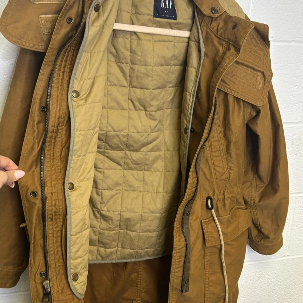 GAP Brown Utility Parka with Hood and Drawstring Waist - Picture 5 of 8